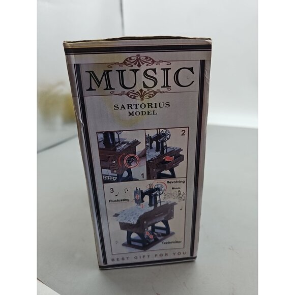 Vintage Sewing Machine Music Box Sartorius Model New In Box - Picture 4 of 4